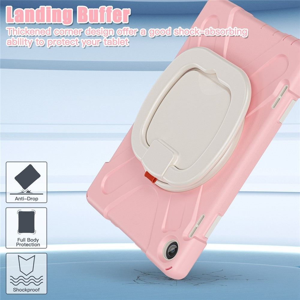 For Lenovo Tab M10 (Gen 3) TB-328FU / TB-328XU PC + Silicone Tablet Case Hand Grip Rotary Kickstand Drop-proof Protective Cover - Pink