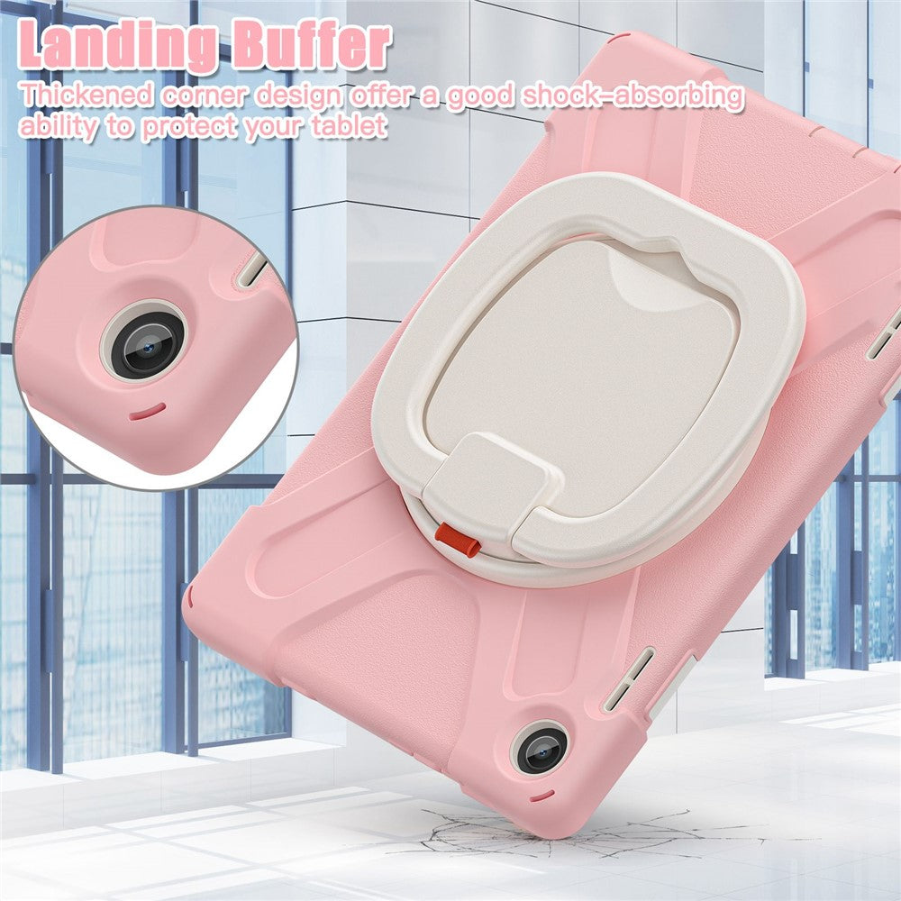 For Lenovo Tab M10 (Gen 3) TB-328FU / TB-328XU PC + Silicone Tablet Case Hand Grip Rotary Kickstand Drop-proof Protective Cover - Pink