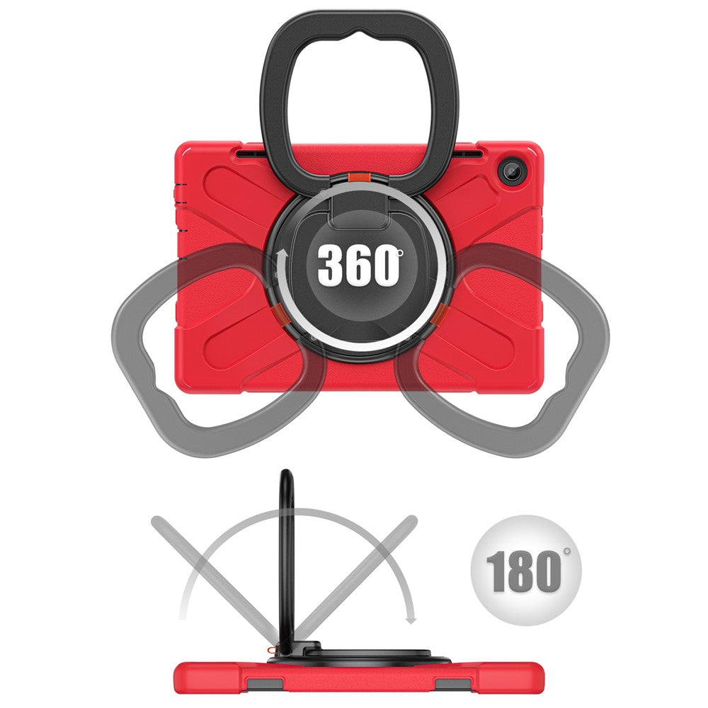 For Lenovo Tab M10 (Gen 3) TB-328FU / TB-328XU PC + Silicone Tablet Case Hand Grip Rotary Kickstand Drop-proof Protective Cover - Red