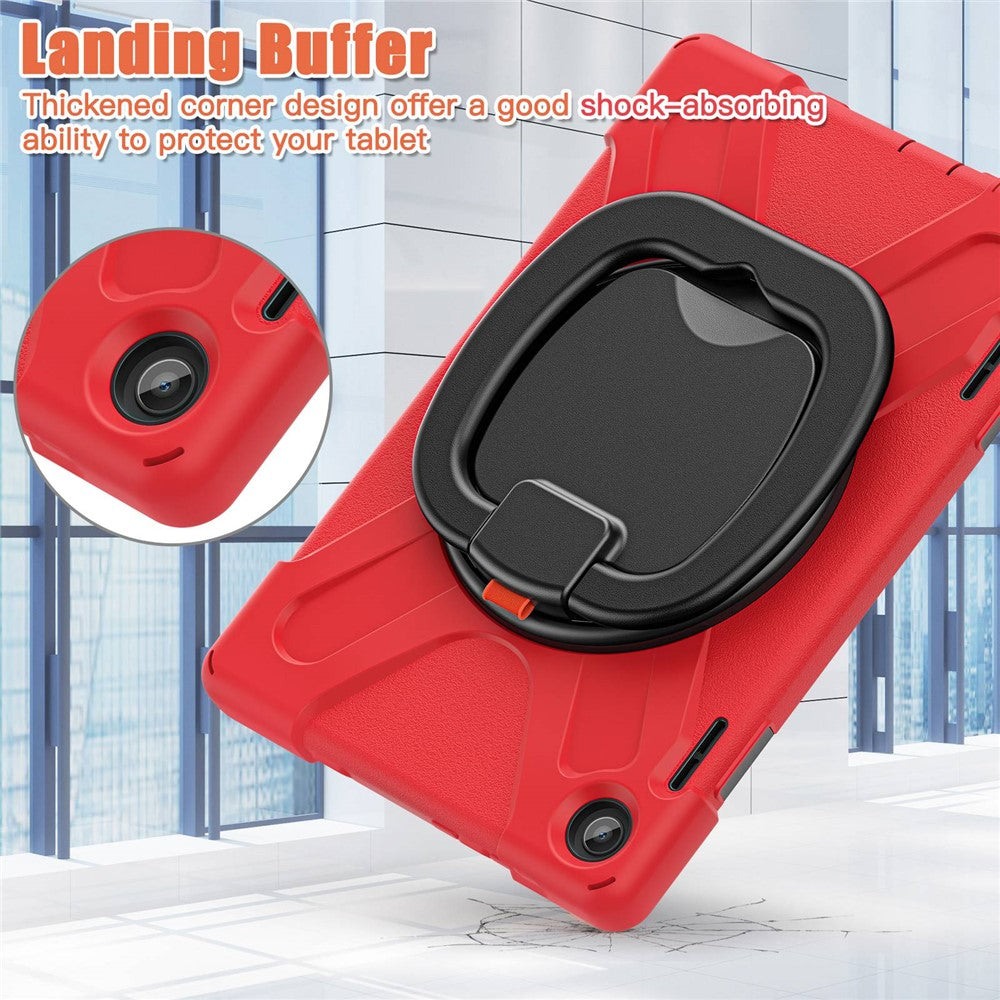 For Lenovo Tab M10 (Gen 3) TB-328FU / TB-328XU PC + Silicone Tablet Case Hand Grip Rotary Kickstand Drop-proof Protective Cover - Red