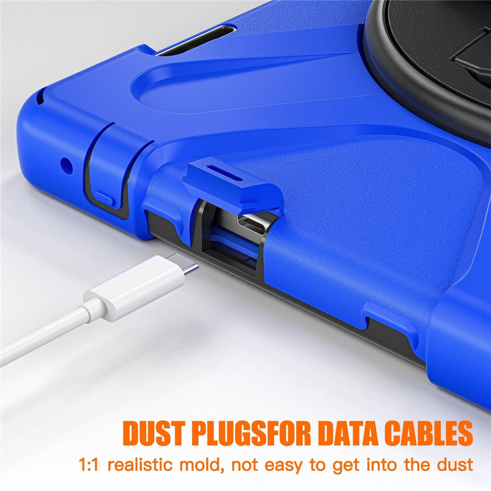 For Lenovo Tab M10 (Gen 3) TB-328FU / TB-328XU Kickstand 360 Degree Rotation Hand Strap Tablet Case PC + Silicone Protective Cover - Blue