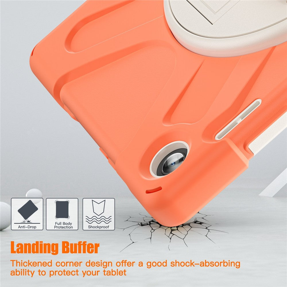 For Lenovo Tab M10 (Gen 3) TB-328FU / TB-328XU Kickstand 360 Degree Rotation Hand Strap Tablet Case PC + Silicone Protective Cover - Orange