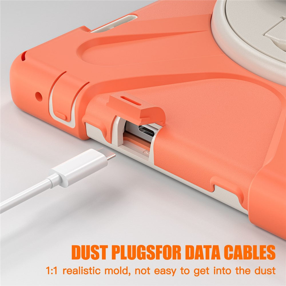 For Lenovo Tab M10 (Gen 3) TB-328FU / TB-328XU Kickstand 360 Degree Rotation Hand Strap Tablet Case PC + Silicone Protective Cover - Orange