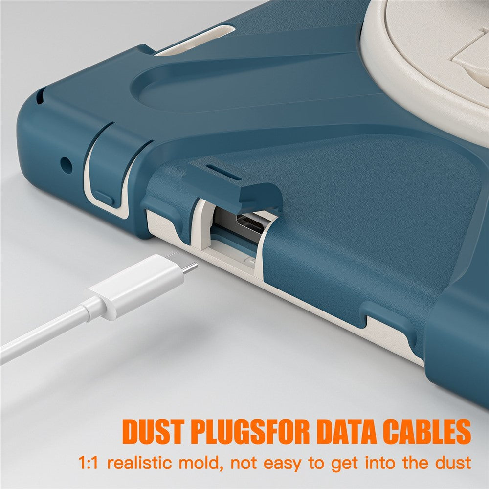 For Lenovo Tab M10 (Gen 3) TB-328FU / TB-328XU Kickstand 360 Degree Rotation Hand Strap Tablet Case PC + Silicone Protective Cover - Cornflower Blue