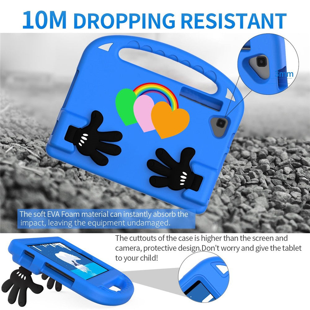 For Lenovo Tab M10 HD Gen 2 TB-X306F / X306X 10.1-inch Palm Shape Kickstand Design EVA Case Love Heart Pattern Tablet Protective Cover with Grip Handle - Blue