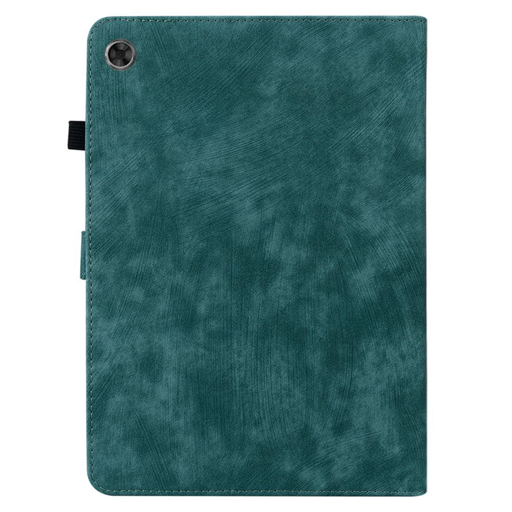 Cute Tiger Pattern Imprinted Case for Lenovo Tab M7 (3rd Gen), PU Leather Anti-scratch Stand Card Holder Cover - Green