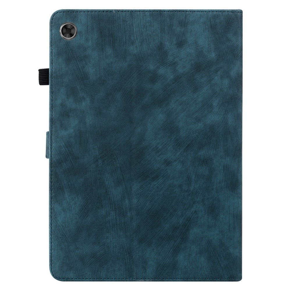 Cute Tiger Pattern Imprinted Case for Lenovo Tab M7 (3rd Gen), PU Leather Anti-scratch Stand Card Holder Cover - Dark Blue