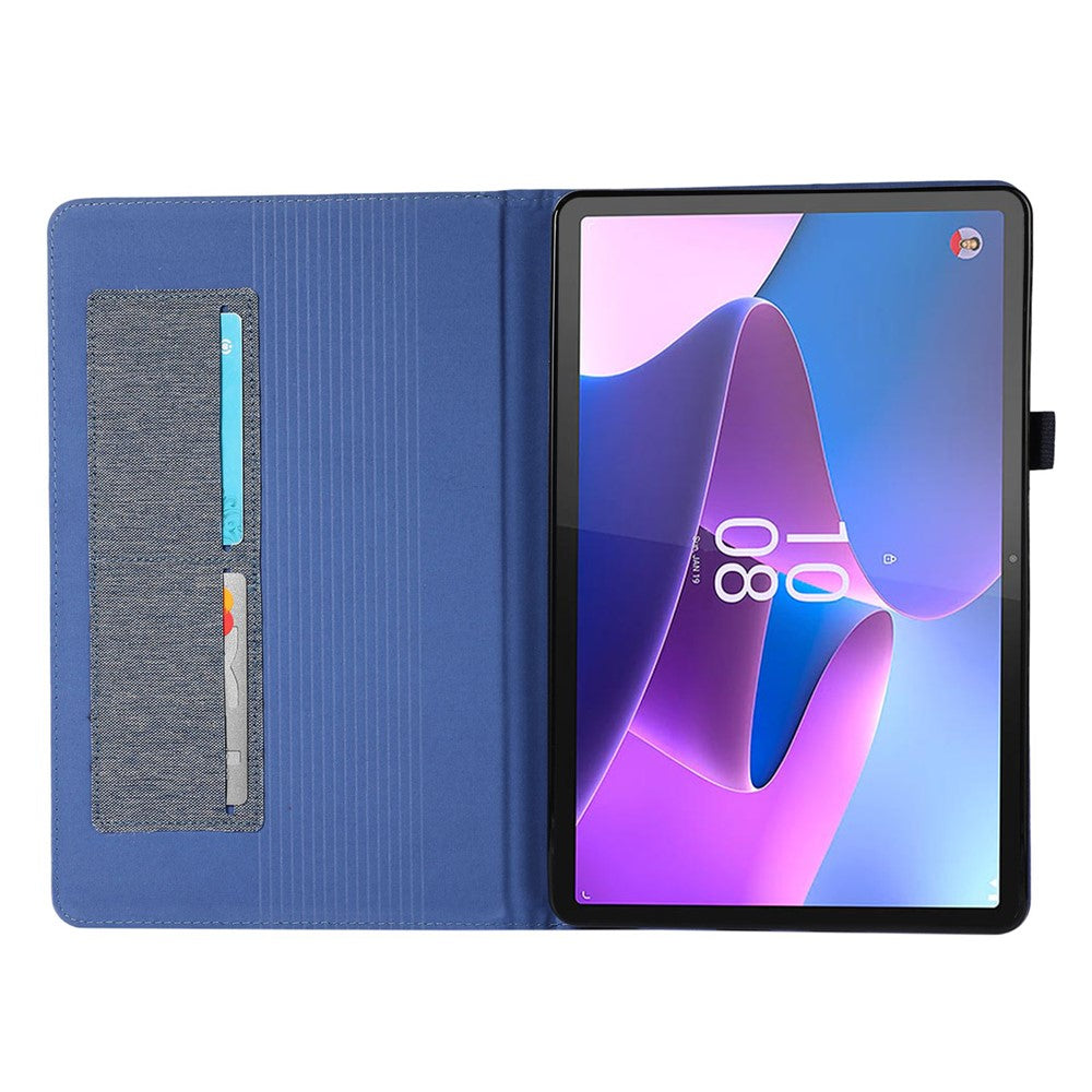 For Lenovo Tab P11 Pro Gen 2 Cloth Texture PU Leather Tablet Case Foldable Stand Card Holder Protective Cover - Blue