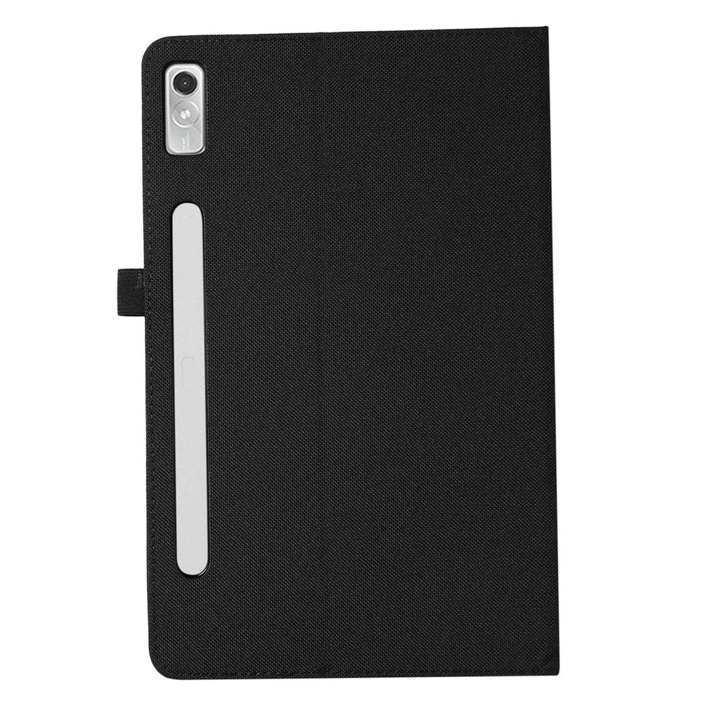 For Lenovo Tab P11 Pro Gen 2 Cloth Texture PU Leather Tablet Case Foldable Stand Card Holder Protective Cover - Black