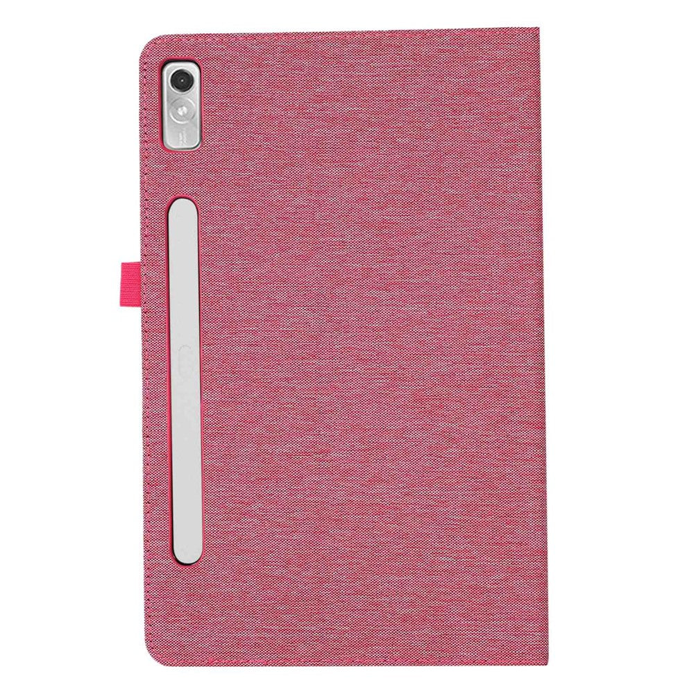 For Lenovo Tab P11 Pro Gen 2 Cloth Texture PU Leather Tablet Case Foldable Stand Card Holder Protective Cover - Pink