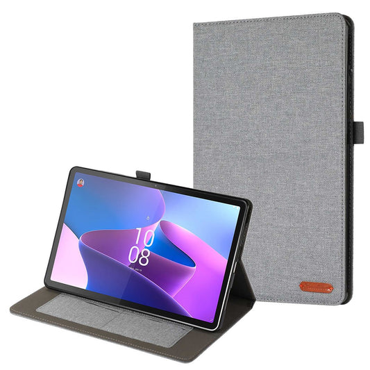 For Lenovo Tab P11 Pro Gen 2 Cloth Texture PU Leather Tablet Case Foldable Stand Card Holder Protective Cover - Grey