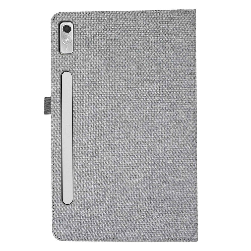For Lenovo Tab P11 Pro Gen 2 Cloth Texture PU Leather Tablet Case Foldable Stand Card Holder Protective Cover - Grey