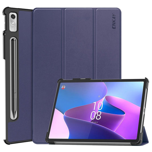 ENKAY HAT PRINCE For Lenovo Tab P11 Pro Gen 2 11.2" (2022) Protective Case PU Leather + PC Shockproof Cover Trifold Stand Tablet Case with Pencil Slot Support Auto Wake  /  Sleep - Dark Blue