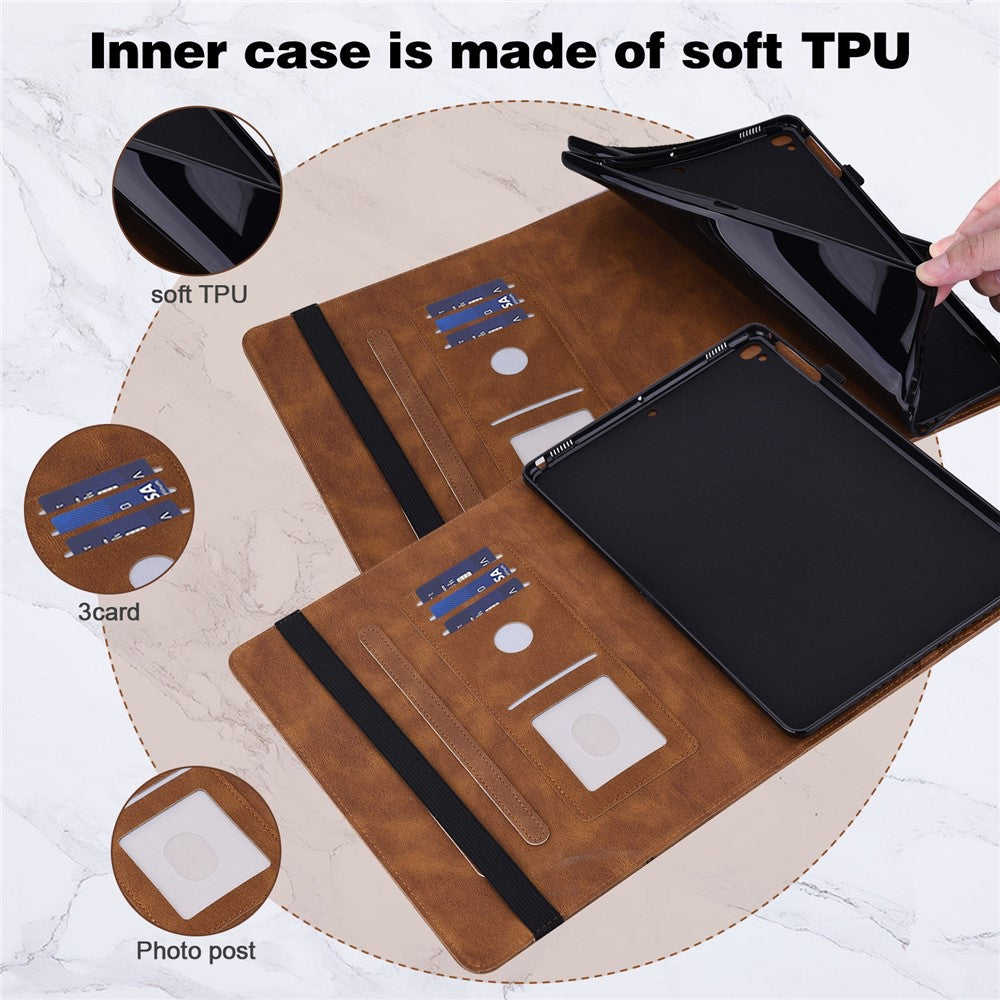 For Lenovo Tab M10 (Gen 3) TB-328FU / TB-328XU PU Leather Drop-proof Tablet Cover Butterfly Imprinted Foldable Stand Card Holder Shell with Elastic Band - Brown