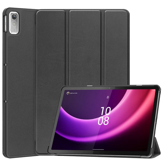 For Lenovo Tab P11 Gen 2 PU Leather Tri-fold Stand Tablet Shockproof Case Auto Wake / Sleep Full Protection Cover - Black