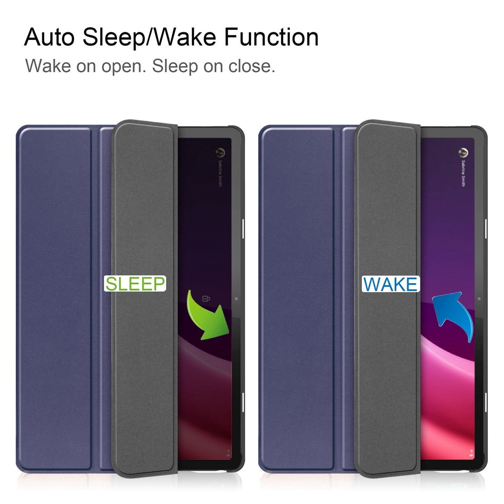 For Lenovo Tab P11 Gen 2 PU Leather Tri-fold Stand Tablet Shockproof Case Auto Wake / Sleep Full Protection Cover - Blue