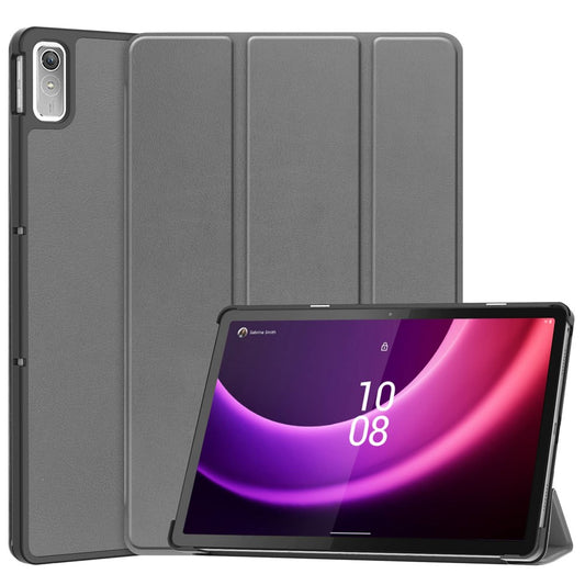 For Lenovo Tab P11 Gen 2 PU Leather Tri-fold Stand Tablet Shockproof Case Auto Wake / Sleep Full Protection Cover - Grey