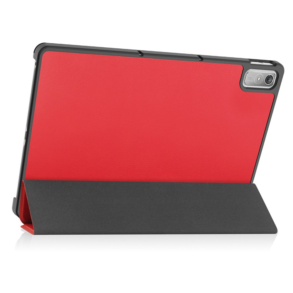 For Lenovo Tab P11 Gen 2 PU Leather Tri-fold Stand Tablet Shockproof Case Auto Wake / Sleep Full Protection Cover - Red