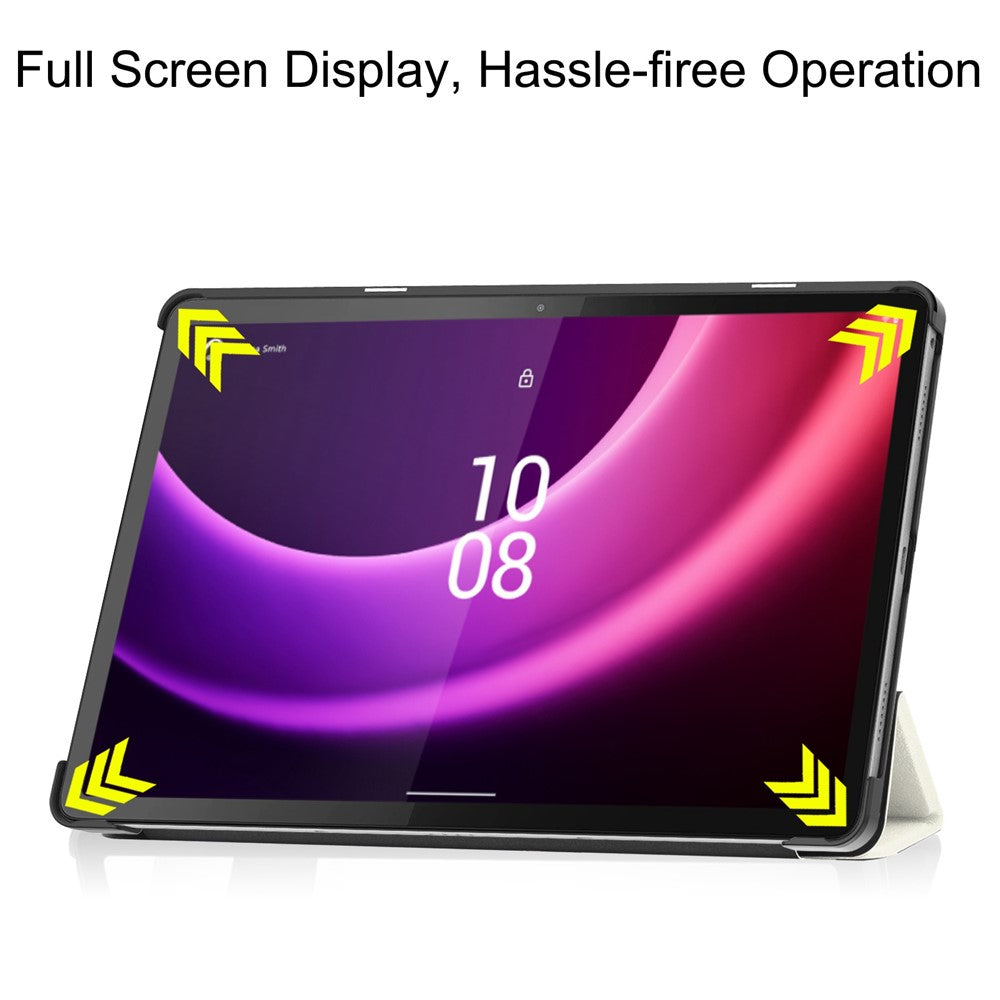 For Lenovo Tab P11 Gen 2 Tri-fold Stand PU Leather Anti-drop Cover Pattern Printing Auto Wake / Sleep Tablet Protective Case - Cat