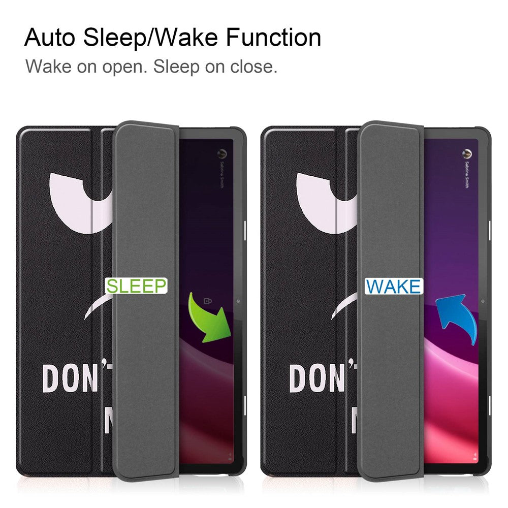 For Lenovo Tab P11 Gen 2 Tri-fold Stand PU Leather Anti-drop Cover Pattern Printing Auto Wake / Sleep Tablet Protective Case - Don't Touch Me