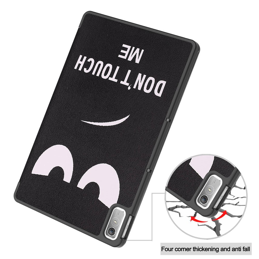 For Lenovo Tab P11 Gen 2 Tri-fold Stand PU Leather Anti-drop Cover Pattern Printing Auto Wake / Sleep Tablet Protective Case - Don't Touch Me