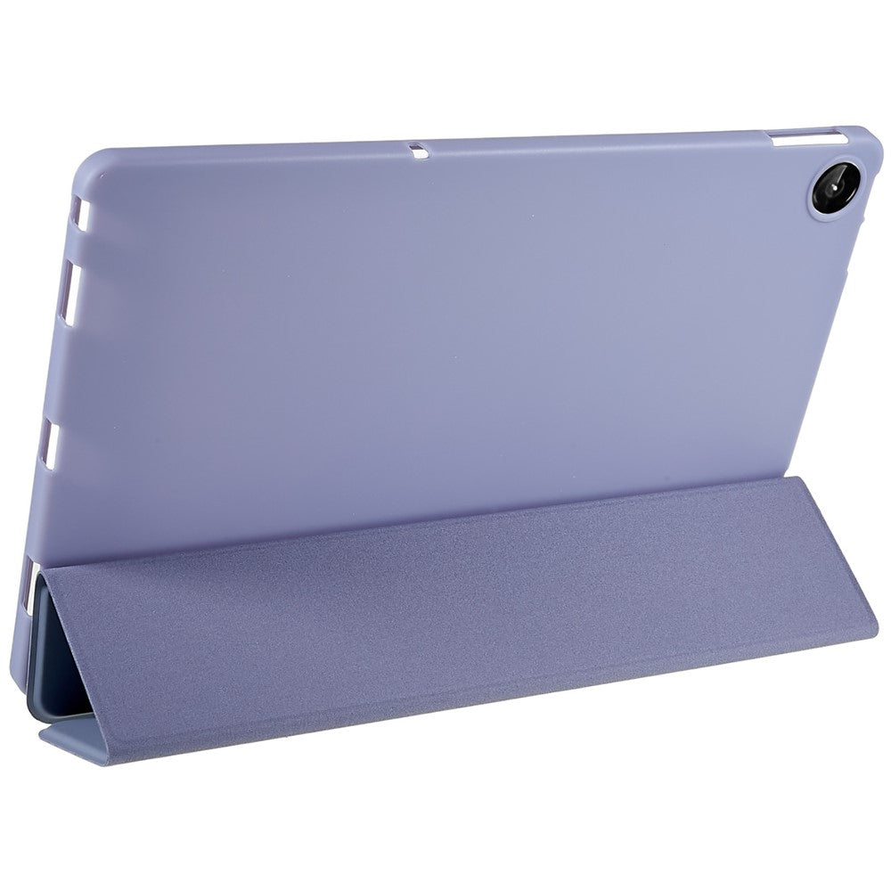 For Lenovo Tab M10 Plus (3rd Gen) / Xiaoxin Pad 2022 10.6 inch Three-fold Stand PU Leather Cover Full Protection Soft Silicone Tablet Case - Purple