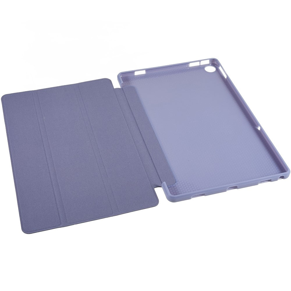For Lenovo Tab M10 Plus (3rd Gen) / Xiaoxin Pad 2022 10.6 inch Three-fold Stand PU Leather Cover Full Protection Soft Silicone Tablet Case - Purple