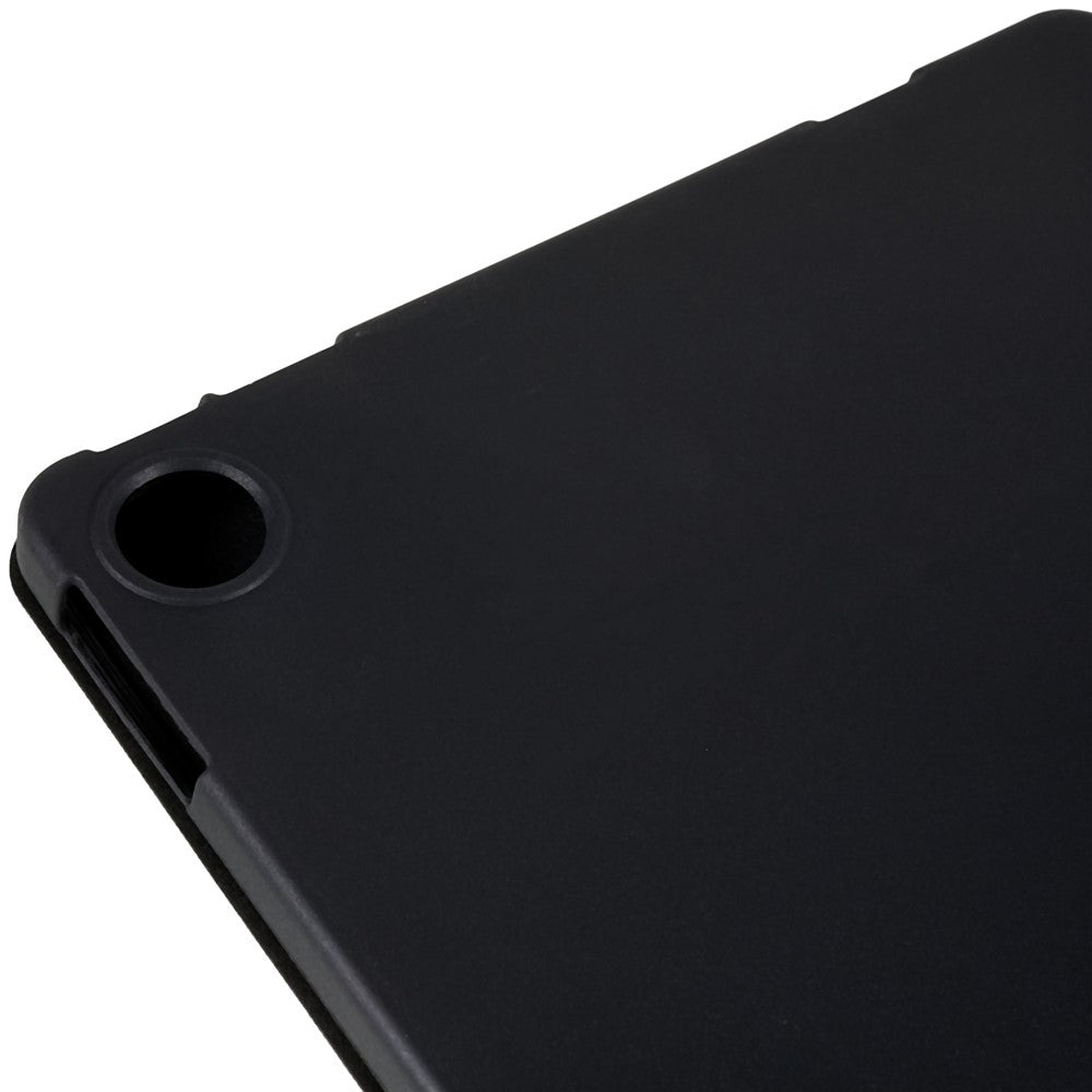 For Lenovo Tab M10 Plus (3rd Gen) / Xiaoxin Pad 2022 10.6 inch Three-fold Stand PU Leather Cover Full Protection Soft Silicone Tablet Case - Black