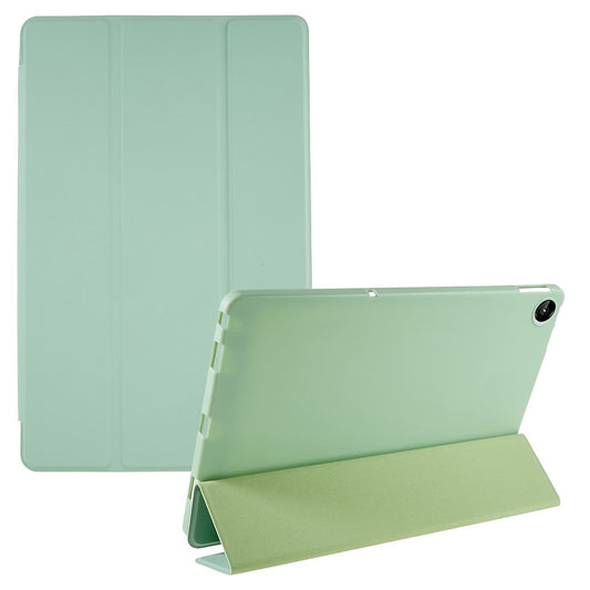 For Lenovo Tab M10 Plus (3rd Gen) / Xiaoxin Pad 2022 10.6 inch Tri-fold Stand PU Leather + Silicone Cover Tablet Anti-drop Shockproof Case - Green