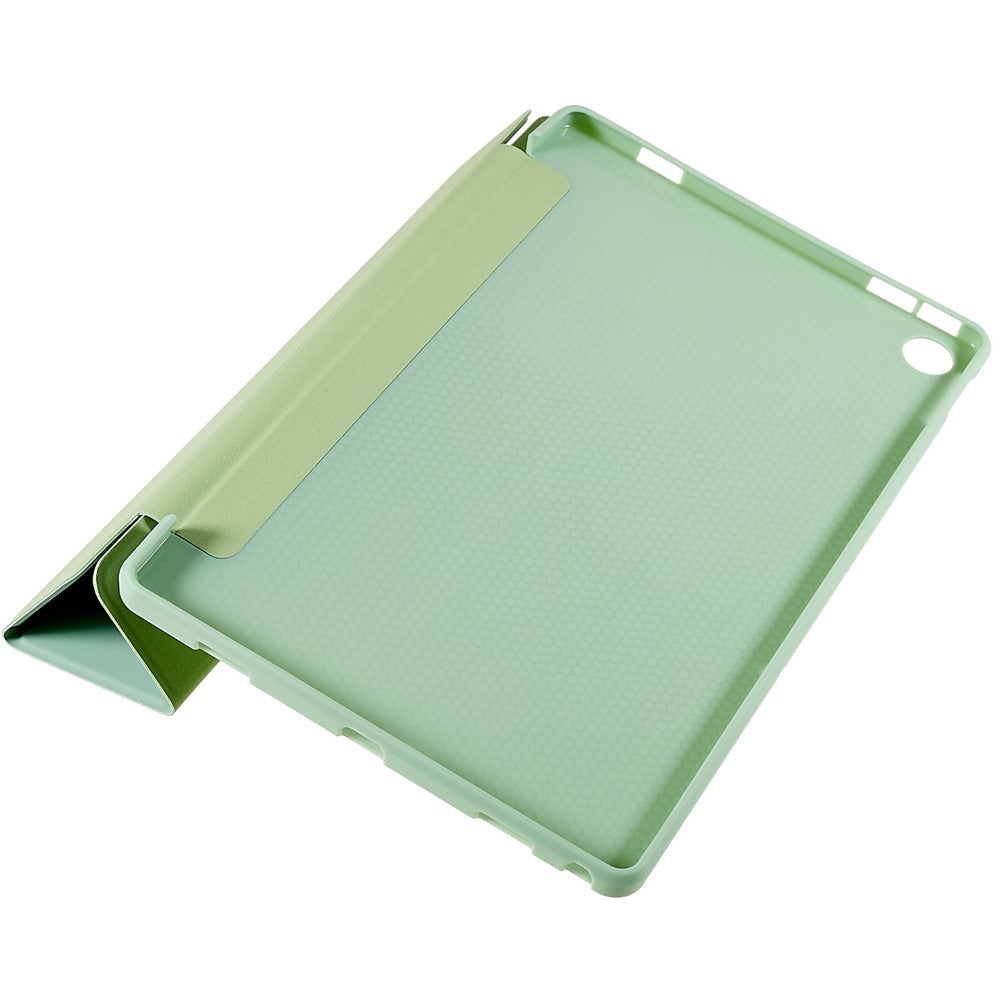 For Lenovo Tab M10 Plus (3rd Gen) / Xiaoxin Pad 2022 10.6 inch Tri-fold Stand PU Leather + Silicone Cover Tablet Anti-drop Shockproof Case - Green