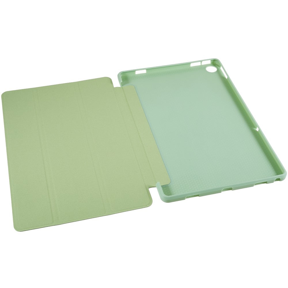 For Lenovo Tab M10 Plus (3rd Gen) / Xiaoxin Pad 2022 10.6 inch Tri-fold Stand PU Leather + Silicone Cover Tablet Anti-drop Shockproof Case - Green