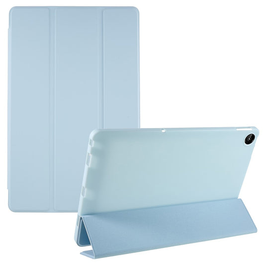For Lenovo Tab M10 Plus (3rd Gen) / Xiaoxin Pad 2022 10.6 inch Tri-fold Stand PU Leather + Silicone Cover Tablet Anti-drop Shockproof Case - Baby Blue