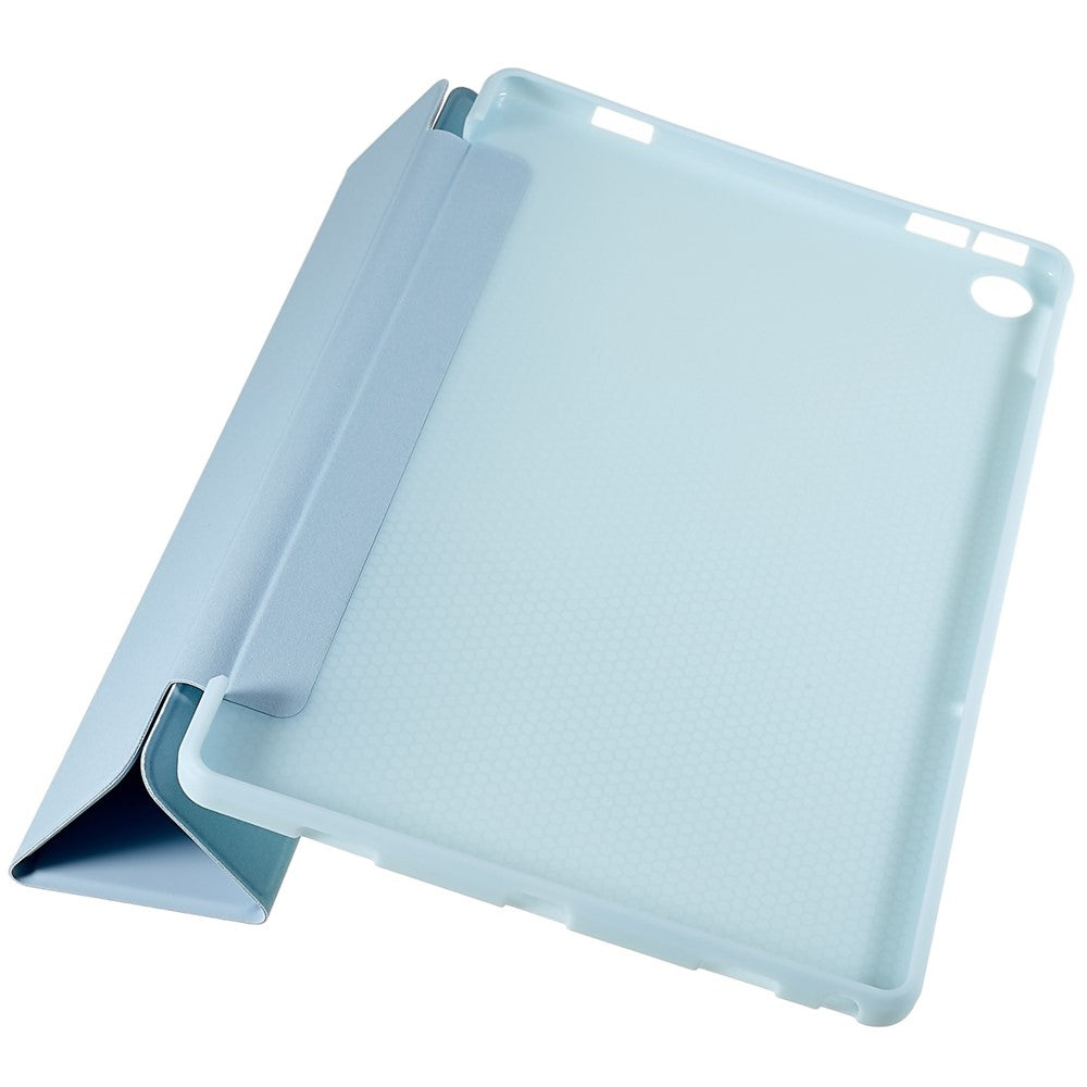 For Lenovo Tab M10 Plus (3rd Gen) / Xiaoxin Pad 2022 10.6 inch Tri-fold Stand PU Leather + Silicone Cover Tablet Anti-drop Shockproof Case - Baby Blue
