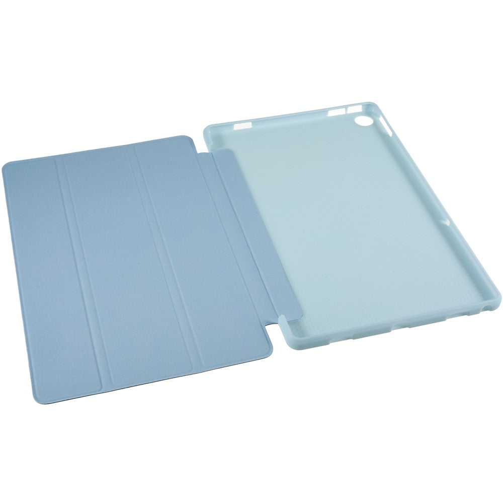 For Lenovo Tab M10 Plus (3rd Gen) / Xiaoxin Pad 2022 10.6 inch Tri-fold Stand PU Leather + Silicone Cover Tablet Anti-drop Shockproof Case - Baby Blue