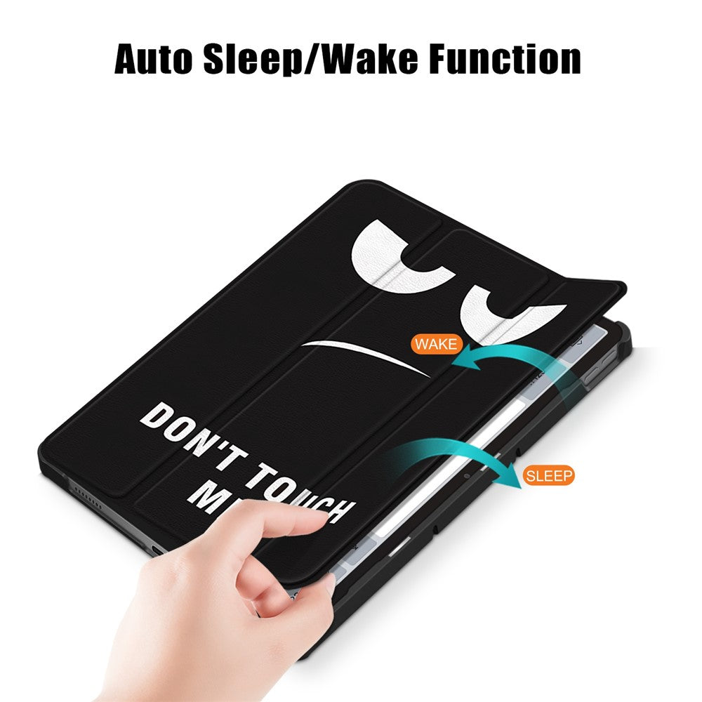 For Lenovo Tab P11 Gen 2 Pattern Printing PU Leather Protective Cover Trifold Stand Smart Tablet Case with Auto Wake  /  Sleep - Don't Touch Me