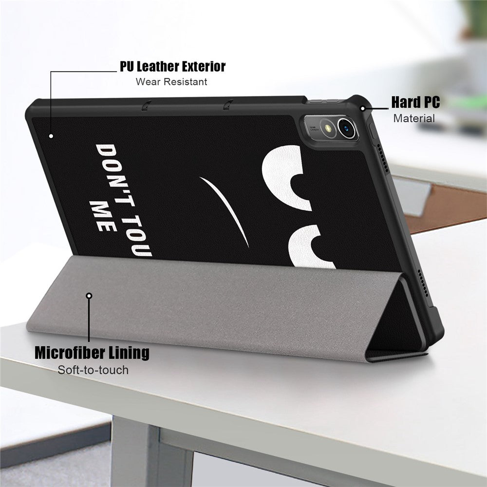 For Lenovo Tab P11 Gen 2 Pattern Printing PU Leather Protective Cover Trifold Stand Smart Tablet Case with Auto Wake  /  Sleep - Don't Touch Me