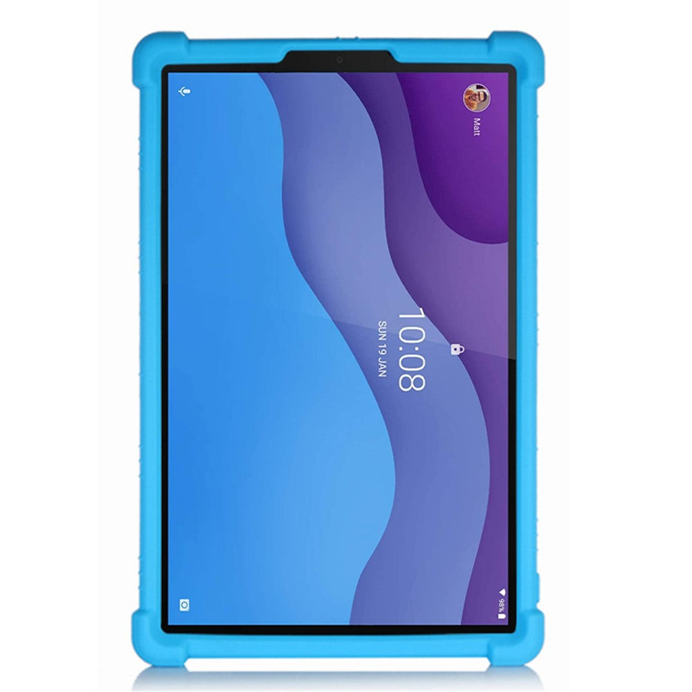 For Lenovo Tab M10 (Gen 3) TB-328FU / TB-328XU Silicone Shockproof Tablet Cover Corner Cushion PC Kickstand Anti-Slip Kids Friendly Protective Case - Sky Blue