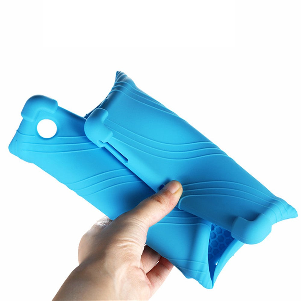 For Lenovo Tab M10 (Gen 3) TB-328FU / TB-328XU Silicone Shockproof Tablet Cover Corner Cushion PC Kickstand Anti-Slip Kids Friendly Protective Case - Sky Blue