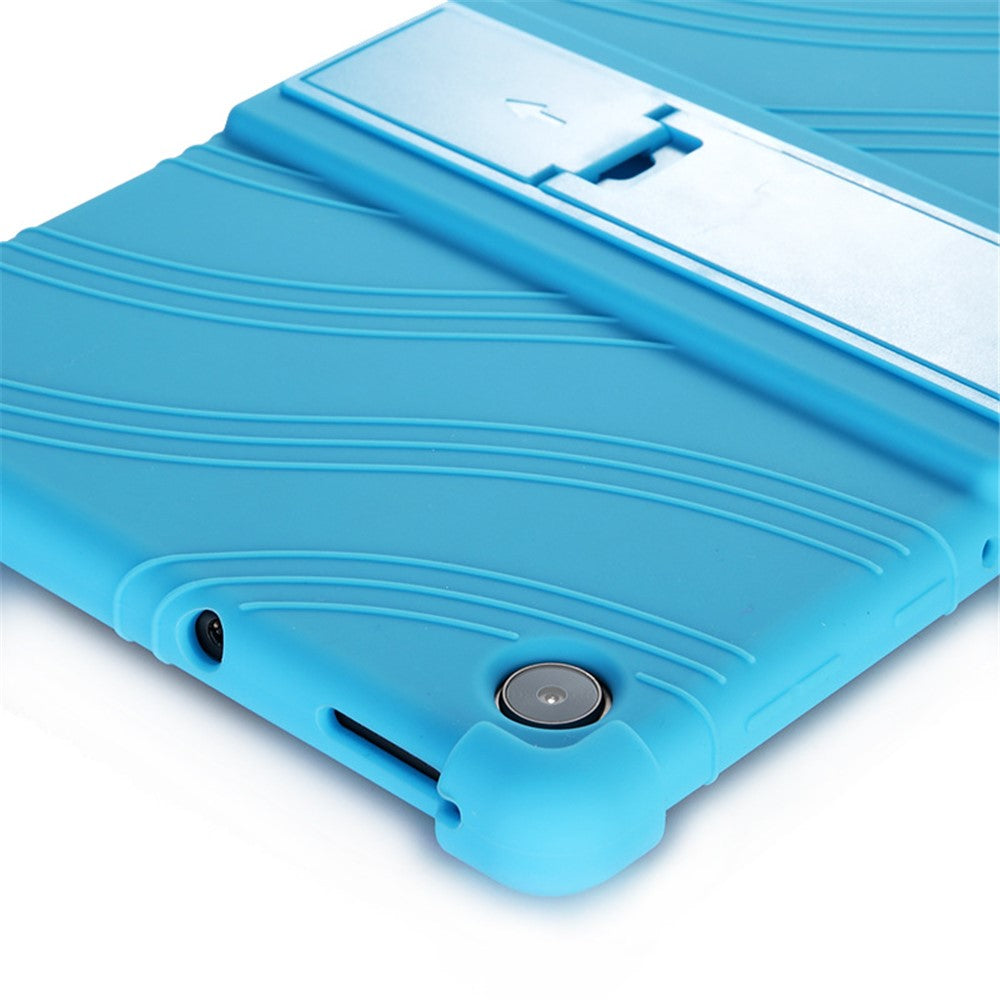 For Lenovo Tab M10 (Gen 3) TB-328FU / TB-328XU Silicone Shockproof Tablet Cover Corner Cushion PC Kickstand Anti-Slip Kids Friendly Protective Case - Sky Blue