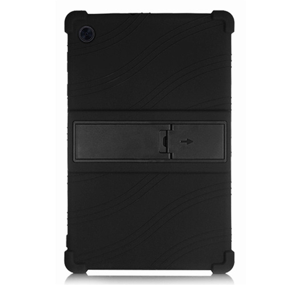 For Lenovo Tab M10 (Gen 3) TB-328FU / TB-328XU Silicone Shockproof Tablet Cover Corner Cushion PC Kickstand Anti-Slip Kids Friendly Protective Case - Black