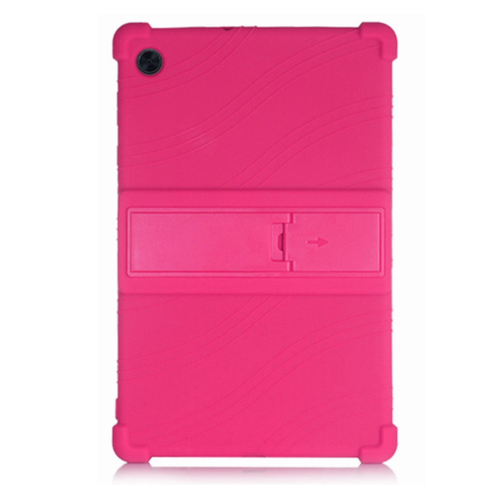 For Lenovo Tab M10 (Gen 3) TB-328FU / TB-328XU Silicone Shockproof Tablet Cover Corner Cushion PC Kickstand Anti-Slip Kids Friendly Protective Case - Rose