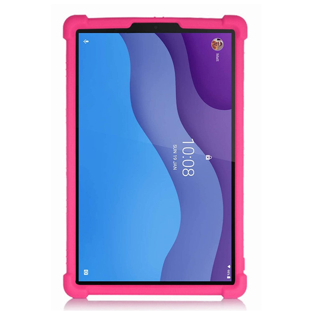 For Lenovo Tab M10 (Gen 3) TB-328FU / TB-328XU Silicone Shockproof Tablet Cover Corner Cushion PC Kickstand Anti-Slip Kids Friendly Protective Case - Rose