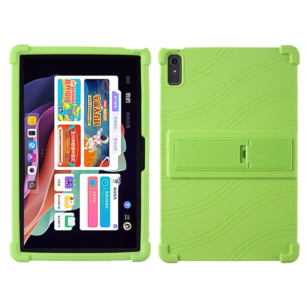 For Lenovo Tab P11 Gen 2 / Tab P11 2022 TB-350 Kickstand Tablet Case Soft Silicone Reinforced Four Corner Shockproof Cover - Green