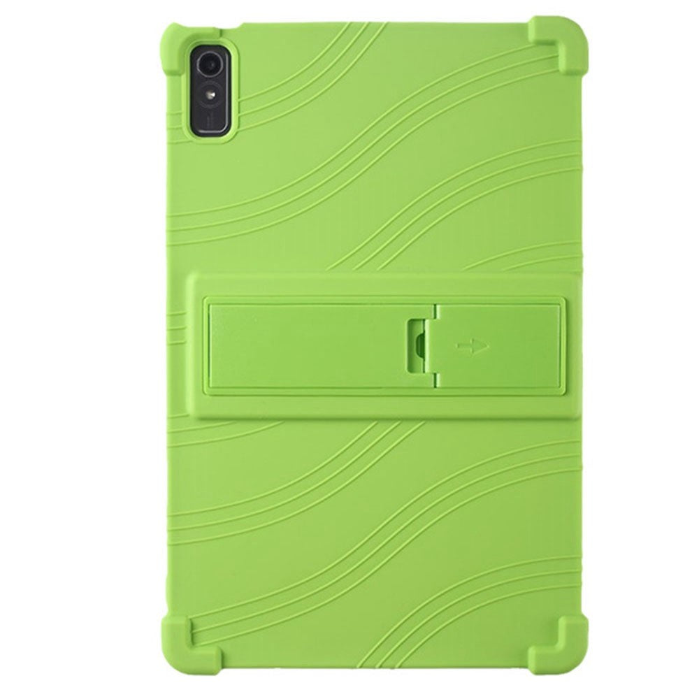 For Lenovo Tab P11 Gen 2 / Tab P11 2022 TB-350 Kickstand Tablet Case Soft Silicone Reinforced Four Corner Shockproof Cover - Green