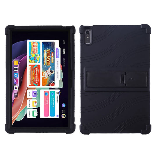 For Lenovo Tab P11 Gen 2 / Tab P11 2022 TB-350 Kickstand Tablet Case Soft Silicone Reinforced Four Corner Shockproof Cover - Black