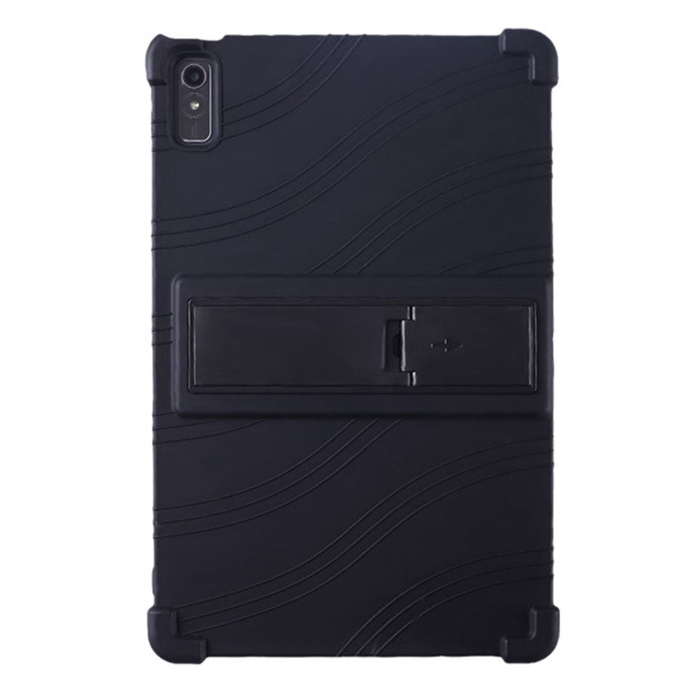 For Lenovo Tab P11 Gen 2 / Tab P11 2022 TB-350 Kickstand Tablet Case Soft Silicone Reinforced Four Corner Shockproof Cover - Black