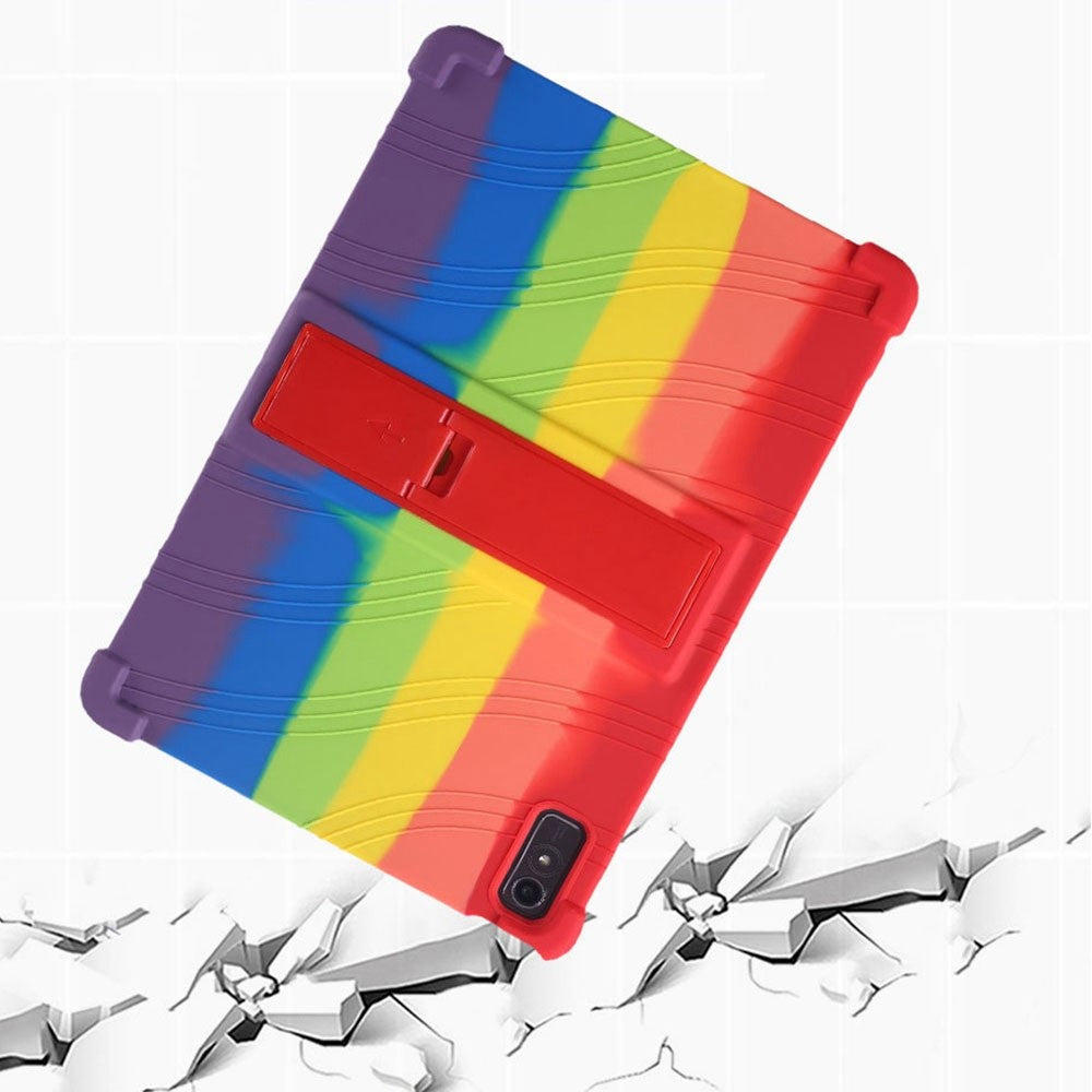 For Lenovo Tab P11 Gen 2 / Tab P11 2022 TB-350 Kickstand Tablet Case Soft Silicone Reinforced Four Corner Shockproof Cover - Dark Blue