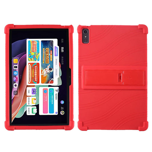 For Lenovo Tab P11 Gen 2 / Tab P11 2022 TB-350 Kickstand Tablet Case Soft Silicone Reinforced Four Corner Shockproof Cover - Red