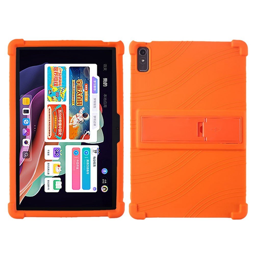 For Lenovo Tab P11 Gen 2 / Tab P11 2022 TB-350 Kickstand Tablet Case Soft Silicone Reinforced Four Corner Shockproof Cover - Orange
