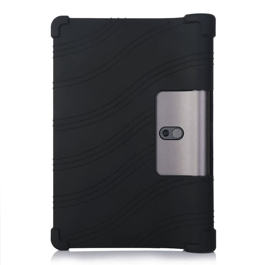 For Lenovo Yoga Tab5 YT-X705F / M 10.1 inch Anti-scratch Soft Silicone Tablet Case Anti-drop Cover with PC Kickstand - Black